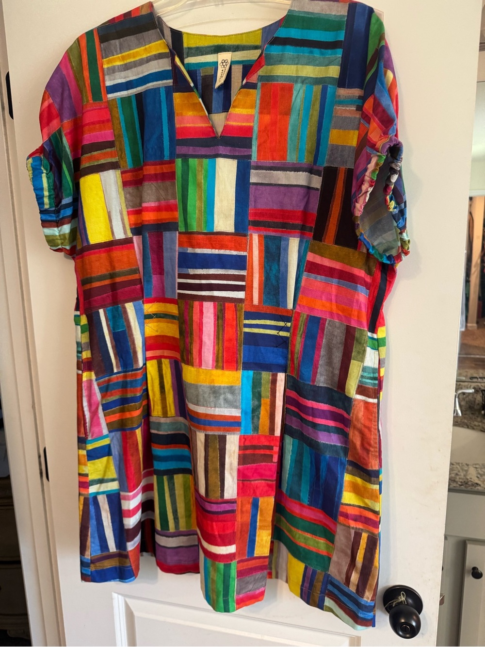 Ivy Jane uncle Frank Multicolor Patchwork Short Sleeve Shirt - Bright Stripes